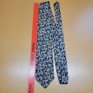 Bert Pulitzer Lord & Taylor Mens Silk Tie Elephant Tiger Safari Animal Navy